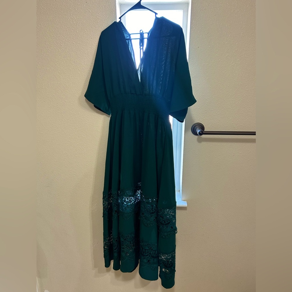 Green boho dress